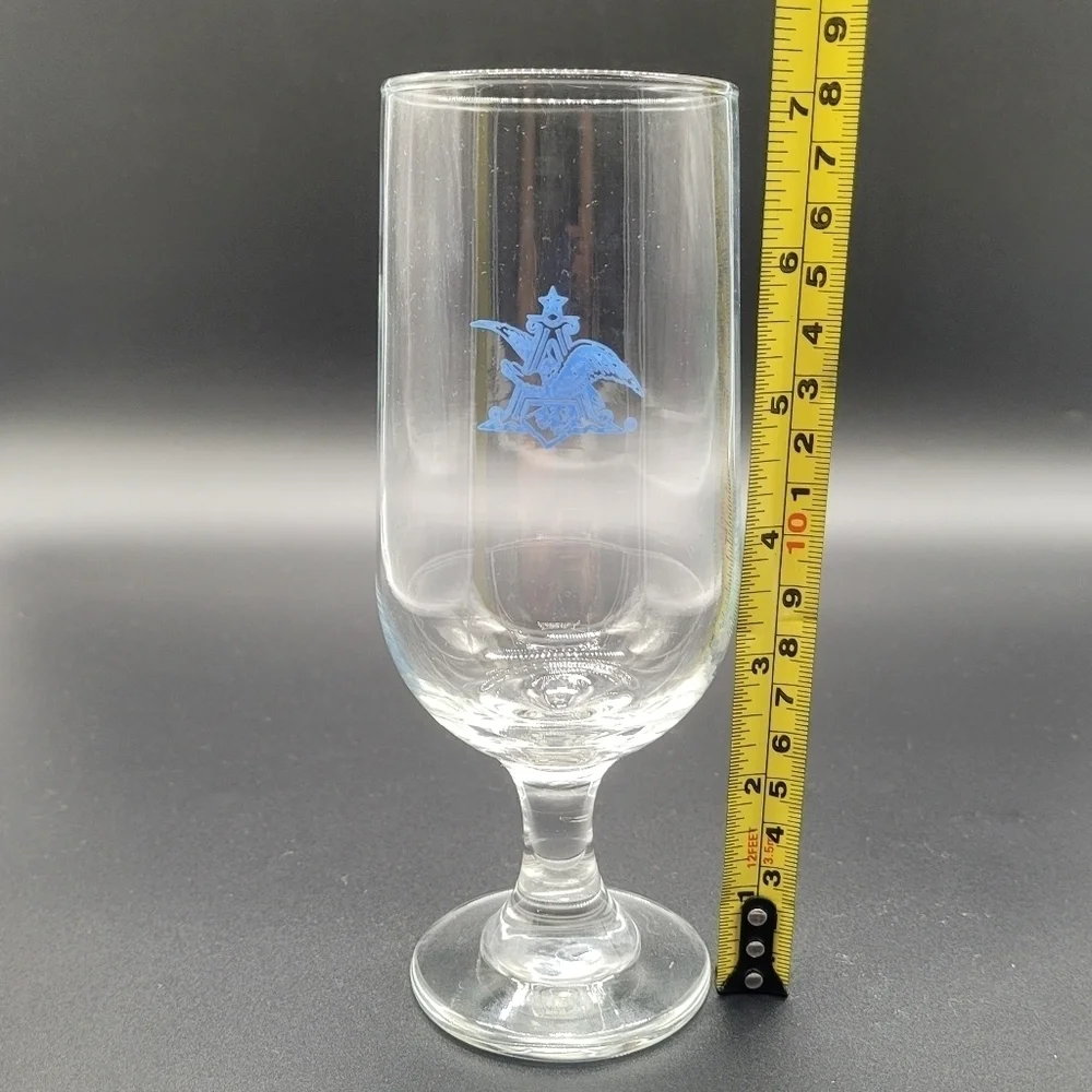 Vintage Anheuser-Busch Stemmed Glass Blue Logo Barware 7